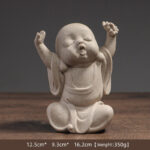 Buddha Stones Tibetan Meditation Buddha Monk Blessing Serenity Resin Home Decoration Decorations BS Stretching Monk 12.5cm*9.3cm*16.2cm