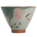 Buddha Stones Persimmon Boat Koi Fish Lotus Ceramic Teacup Kung Fu Tea Cup 50ml Cup BS 14