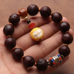 Buddha Stones Tibetan Bodhi Seed Agate Bead Luck Wealth Tassel Charm Wrist Mala Wrist Mala BS 15