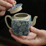 Buddha Stones Blue and White Porcelain Chinese Gongfu Tea Ceramic Kung Fu Teapot Cup Tea Filter Canister Teapot BS 6