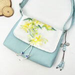 Buddha Stones Embroidered Camellia Epiphyllum Gardenia Sakura Flowers Crossbody Bag Shoulder Bag Cellphone Bag Crossbody Bag BS Light Green Epiphyllum 23*19*3.5cm