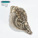 Buddha Stones Tibetan Handmade Engraved Shankha Buddha Avalokitesvara Conch Shell Wealth Decoration Decorations BS Thousand-armed Avalokitesvara 21*11cm