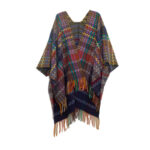 Buddha Stones Tibetan Shawl Colorful Wavy Line Tassels Winter Cozy Travel Scarf Wrap Tibetan Shawl BS Purple Red Colorful 155*130cm