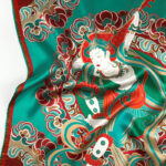 Buddha Stones Dunhuang Rebound Pipa Flying Frescoes 100% Mulberry Silk Scarf Premium Grade 6A Dunhuang Shawl Silk Scarf BS 22