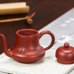 Buddha Stones Vintage Bamboo Peach Blossom Purple Clay Kung Fu Teapot Teapot BS 19