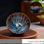 Buddha Stones Lotus Peacock Dragon Phoenix Koi Fish Ceramic Teacup Gold Silver Inlaid Tea Cups 120ml Cup BS Silver Koi Fish