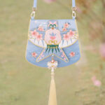Buddha Stones Luck Embroidery Lotus Koi Fish Rabbit Flower Hanfu Bag Crossbody Bag Shoulder Bag Bag BS Blue Kite Flower