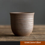 Buddha Stones Handcrafted Retro Brown Ceramic Teacup Kung Fu Tea Cup Cup BS 6.6x6.3cmx125ml