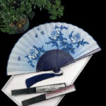 Buddha Stones Vintage Bamboo Peony Butterfly Lotus Handheld Silk Folding Fan With Bamboo Frames Folding Fan BS 8