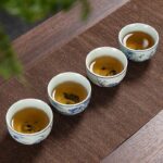 Buddha Stones Blue Landscape Mountains Lotus Cute Cat Pavilions Magnolia Reed Egrets Ceramic Teacup Small Kung Fu Tea Cup Cup BS 16