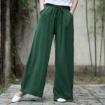 Buddha Stones Plain Wide Leg Pants Dance Women's Yoga Pants With Pockets Wide Leg Pants BS 54