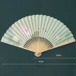 Buddha Stones Lotus Flowers Leaf Koi Fish Handheld Paper Bamboo Folding Fan Folding Fan BS 8