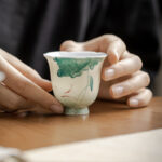 Buddha Stones Koi Fish Lotus Leaf Pattern Ceramic Teacup Kung Fu Tea Cup 65ml Cup BS 4