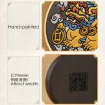 Buddha Stones PiXiu Copper Coin Ebony Wood Luck Attract Wealth Key Chain Decoration Key Chain BS 11