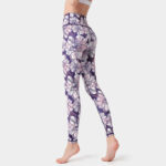 Buddha Stones Colorful Flower Petal Leaves Print Sports Exercise Fitness High Waist Leggings Women's Yoga Pants Women's Leggings BS Thistle XL(Fit for US8-10; UK/AU12-14; EU40-42)