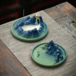 Buddha Stones Creative Mountain River Ceramic Healing Backflow Incense Burner Incense Burner BS 21