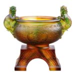 Buddha Stones Handmade Liuli Crystal PiXiu Treasure Bowl Art Piece Home Decoration Decorations BS 8