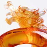 Buddha Stones Year of the Dragon Handmade Chinese Zodiac Yellow Dragon Liuli Crystal Art Piece Protection Home Office Decoration Decorations BS 7