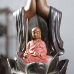 Buddha Stones Buddha Avalokitesvara Chenrezig Ksitigarbha Ceramic Lotus Blessing Backflow Incense Burner Incense Burner BS 12