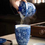 Buddha Stones Plum Blossom Blue And White Porcelain Ceramic Gaiwan Sancai Teacup Kung Fu Tea Cup And Saucer With Lid 185ml Cup BS 14