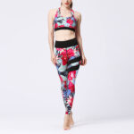 Buddha Stones 2Pcs Sunflower Flowers Leaves Print Top Pants Sports Fitness Yoga Women's Yoga Sets Women's Yoga Sets BS Red Flower XL(Bust 82cm/Waist 72cm/Hips 87cm)