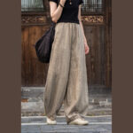 Buddha Stones Ramie Cotton Linen Pants Tie-dye Design Trousers Loose Zen Yoga Women's Pants with Pockets Pants BS 13