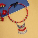 Buddha Stones Tibetan Exotic Beads Tassel Hair Decoration Decorations BS Red