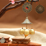 Buddha Stones Feng Shui Copper Coin Koi Fish Bagua Kirin Wind Chime Bell Luck Wall Hanging Decoration Decorations BS Colorful Bagua