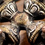Buddha Stones Tibetan Handmade 5 Prong Double Dorje Copper Iron Thunderbolt Strength Vajra Double Dorje BS 5
