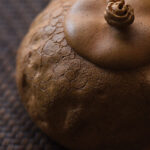 Buddha Stones Handmade Vintage Tree Texture Purple Clay Kung Fu Teapot 220ml Teapot BS 4
