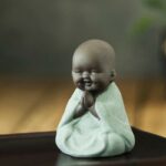 Buddha Stones Always Smiling Laughing Buddha Wealth Luck Purple Clay Maitreya Statue Decoration Decorations BS Praying Green Little Monk