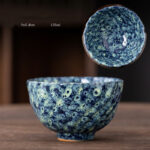 Buddha Stones Peach Blossom Pattern Ceramic Teacup Flower Tea Cups Cup BS Blue