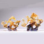 Buddha Stones Year of the Dragon Handmade Ruyi Handle Liuli Crystal Art Piece Protection Home Office Decoration Decorations BS 5