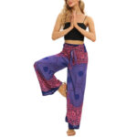 Buddha Stones Bohemian Compass Flower Print Lace-up Wide Leg Pants Women's Yoga Pants Women's Wide Leg Pants BS 10