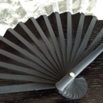 Buddha Stones Great Wall Mountains Trees Crane Bamboo Handheld Silk Bamboo Folding Fan 33.5cm Folding Fan BS 3