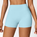 Buddha Stones Solid Color Crop Tank Top High Waist Shorts Sports Fitness Gym Yoga Outfits 2-Piece Outfit BS Blue Shorts US8/10/XL