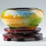Buddha Stones Handmade Liuli Crystal Treasure Bowl Ingots Art Piece Home Decoration Decorations BS 2