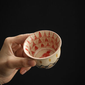 Buddha Stones Dunhuang Color Thousand Buddhas Teacup Kung Fu Tea Cup 100ml Cup BS Dunhuang Thousand Buddhas 5cm*7.2cm*100ml