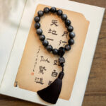 Buddha Stones Natural Silver Sheen Obsidian Black Obsidian Lion Wrist Mala Protection Tassels Pocket Mala Car Decoration Wrist Mala&Decorations BS 8