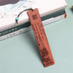 Buddha Stones Plum Orchid Bamboo Chrysanthemum Wood Bookmarks With Gift Box Bookmarks BS Chrysanthemum-Sandalwood