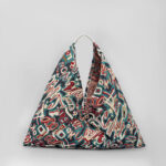 Buddha Stones Flowers Letters Butterfly Geometry Print Underarm Triangle Shoulder Bag Handbags BS Green English Letters 58*52cm