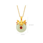 Buddha Stones 925 Sterling Silver Hetian Jade Chinese Zodiac Year of the Dragon Red Agate Luck Protection Necklace Pendant (Extra 30% Off | USE CODE: FS30) Necklaces & Pendants BS 8