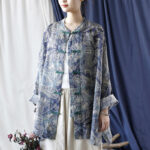Buddha Stones Birds Flowers Geometry Frog-Button Long Sleeve Ramie Linen Jacket Shirt 21