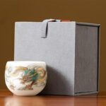 Buddha Stones Dragon Phoenix Auspicious Clouds Ceramic Teacup Kung Fu Tea Cup With Gift Box Cup BS 8