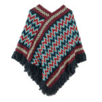 Buddha Stones Tibetan Shawl Striped Knitted Tassels Pullover Winter Cozy Travel Scarf Wrap Tibetan Shawl BS 11