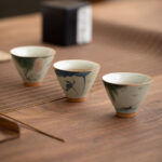 Buddha Stones Persimmon Boat Koi Fish Lotus Ceramic Teacup Kung Fu Tea Cup 50ml Cup BS 16