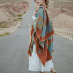 Tibetan Orange Shawl Warm Cloak Scarf Tibetan Shawl BS 1