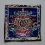 Buddha Stones Prayer Altar Mat Healing Meditation Vajra Auspicious Symbols Prayer Altar BS 8 Auspicious Symbols Blue