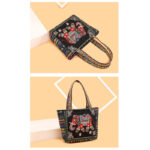 Buddha Stones Elephant Butterfly Embroidered Large Capacity Canvas Tote Bag Shoulder Bag Bag BS 17