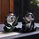 Buddha Stones Color Changing Small Cute Panda Bamboo Tea Pet Resin Home Figurine Decoration Decorations BS 2Pcs(Panda Bamboo&Panda)